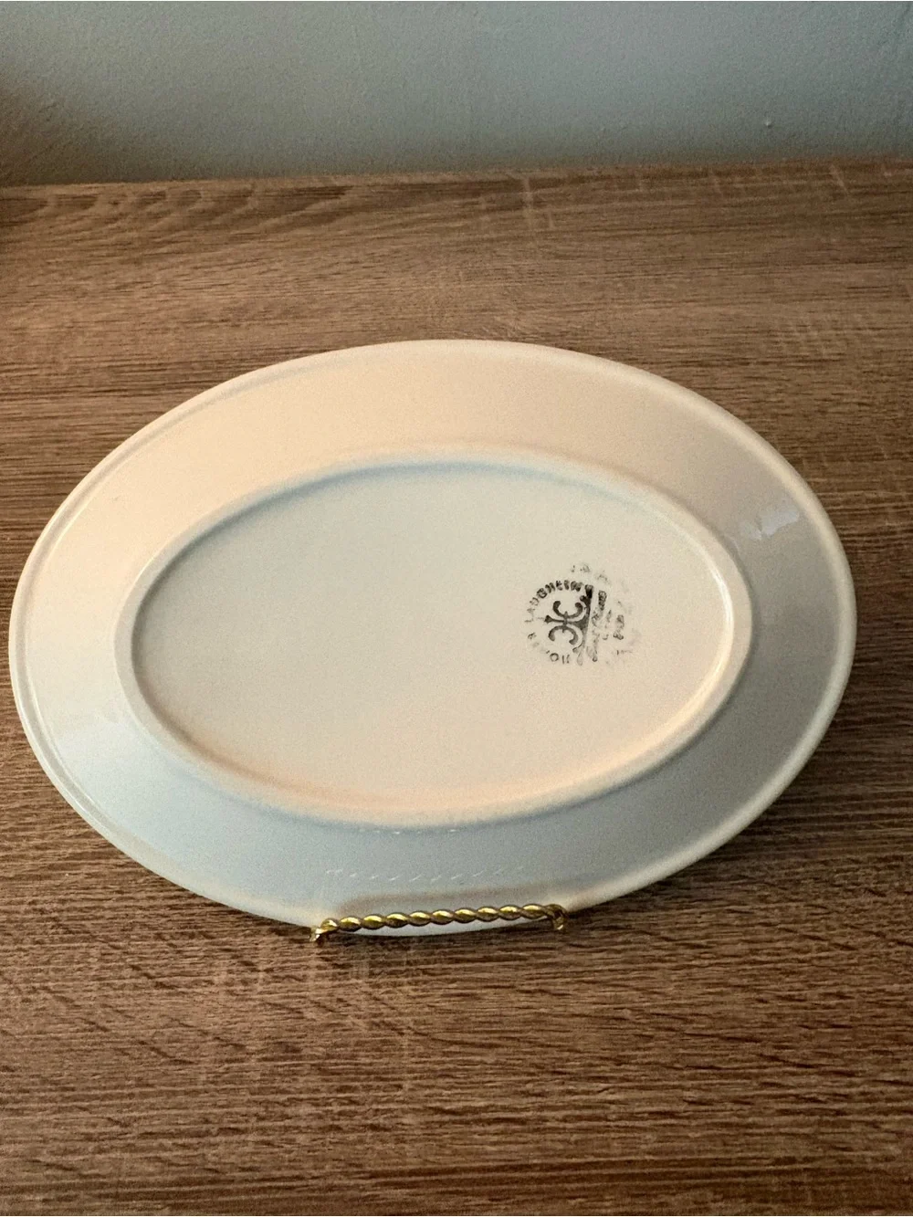 Homer Laughlin Restaurant Ware Oval Plate Turquoise Atomic Diamond Pattern - is